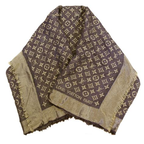 lv scarf brown gold|louis vuitton knit scarf.